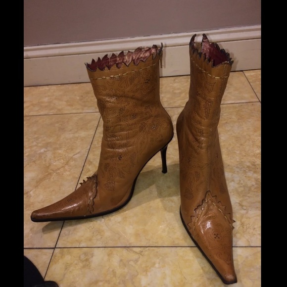 Baroco Vintage Pointed Toe Italian Ankle Heeled Booties Sz 40 MSRP $200 - Picture 5 of 12